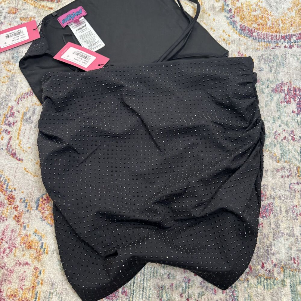 Edikted Rhinestone Black Skirt Set - Picture 5 of 5